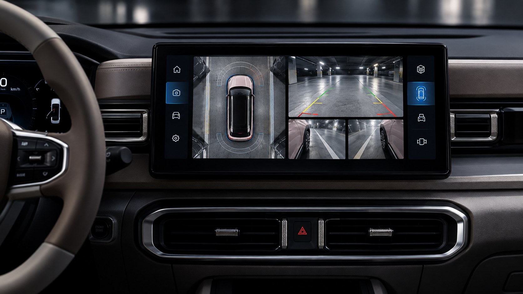 Pantalla del Geely Icon con la cámara 540°